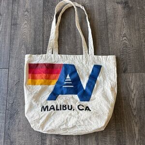Aviator Nation Cream Tote with Blue and Red Design